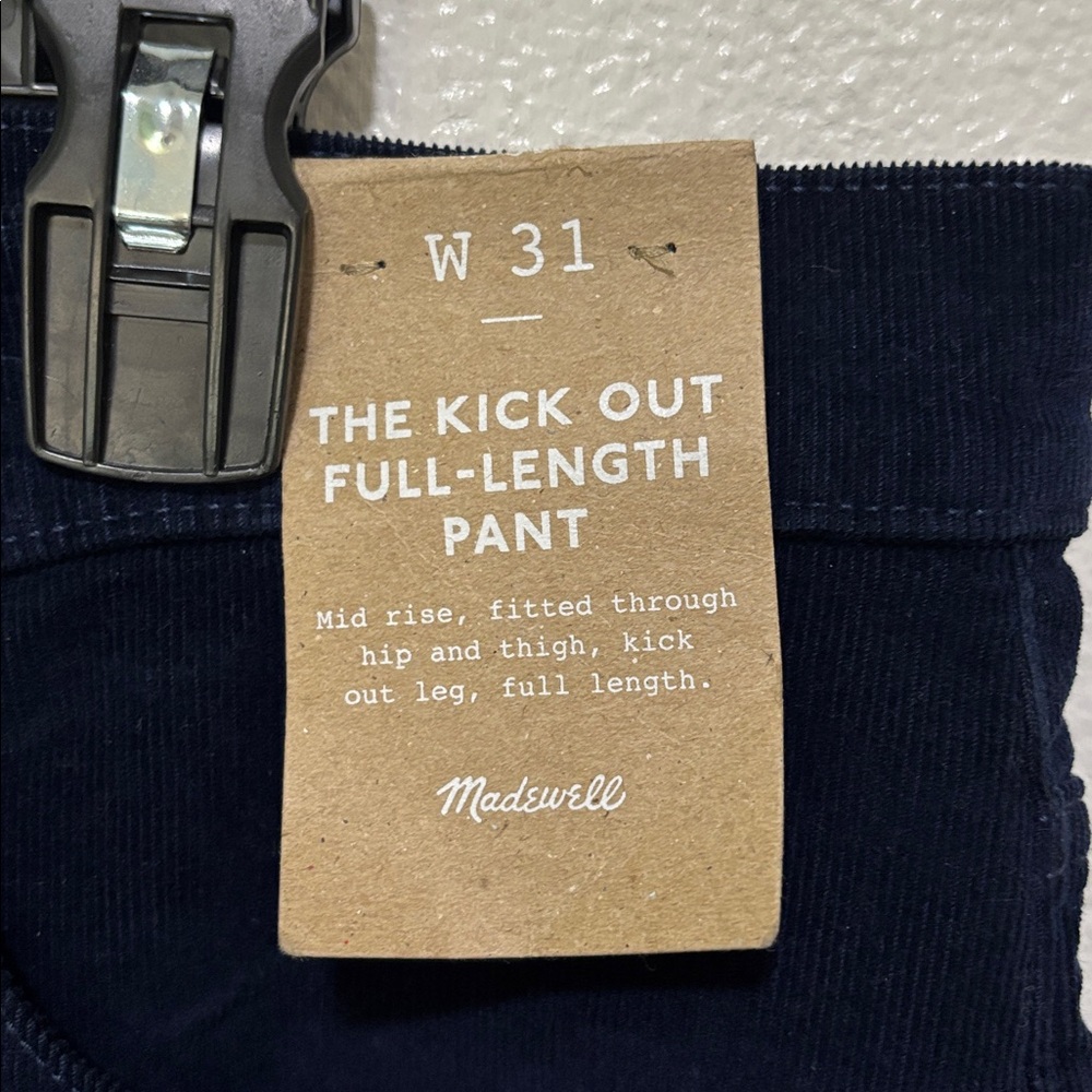 Madewell Women Corduroy Pants Straight Leg Dark Blue Kick out Sz 31 New Midrise - Picture 10 of 14